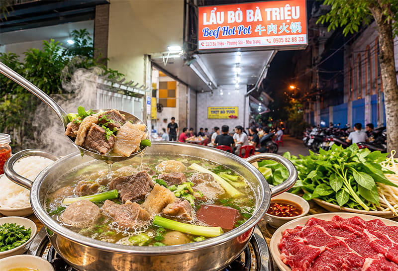 Quán Lẩu Bò Bà Triệu Nha Trang Bình Dân Nổi Tiếng Local Ăn Nhiều