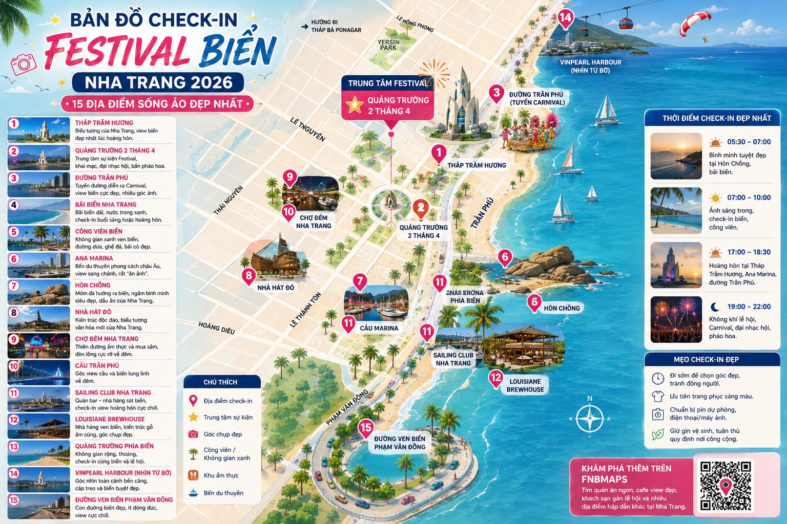 15 Địa Điểm Check-in Đẹp Nhất Mùa Festival Biển Nha Trang 2026