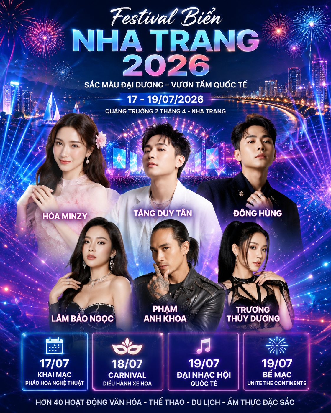 Lịch Festival Biển Nha Trang 2026 Chi Tiết Từ 17-19/7 Mới Nhất