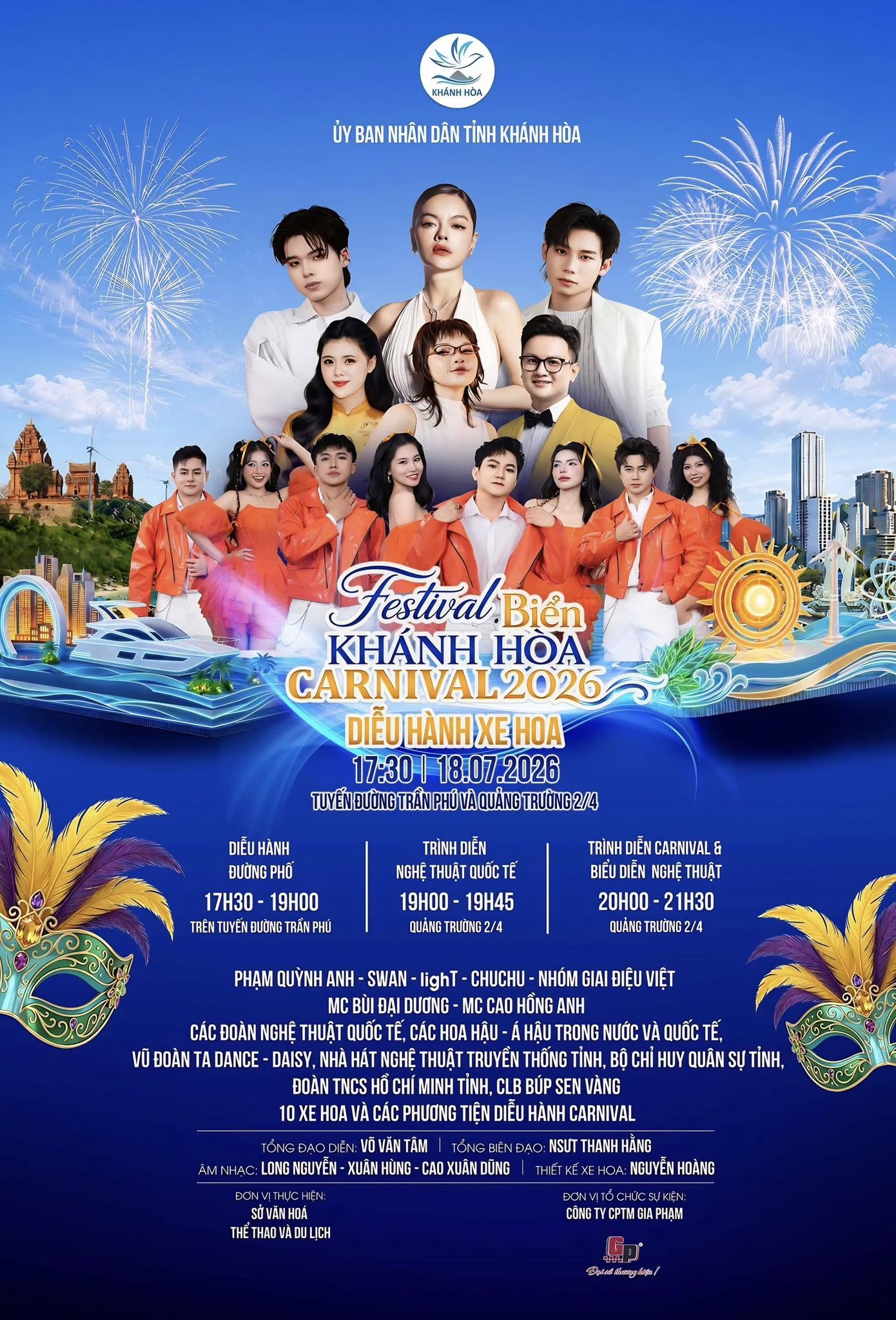 Lần Đầu Tiên Carnival Festival Biển Khánh Hòa 2026 Kết Hợp Diễu Hành Đường Phố & Concert Quy Mô Lớn