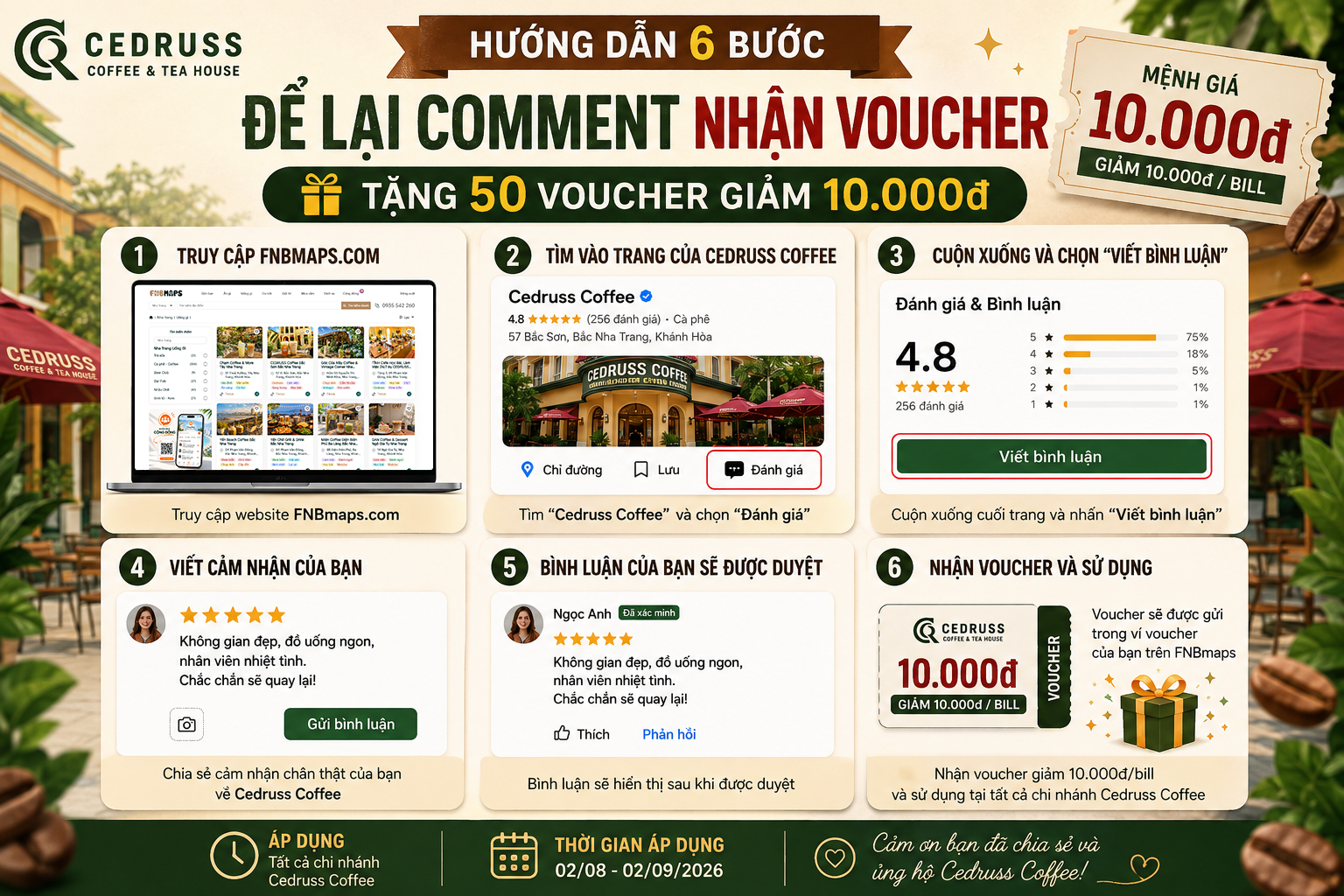 Để Lại Cảm Nhận Cedruss Coffee Nha Trang Trên FNBMaps Nhận Ưu Đãi Hấp Dẫn