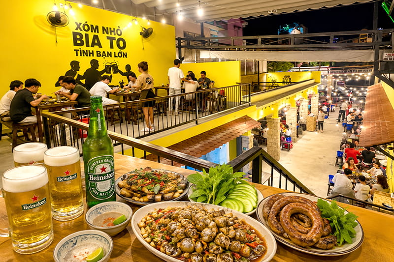 Xóm Bia Garden Nha Trang | Quán Nhậu Bình Dân Mở Khuya