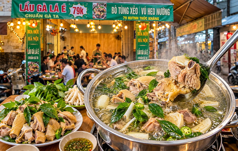 Lẩu Gà Lá É 79K Huỳnh Thúc Kháng Nha Trang, Quán Lẩu Bình Dân