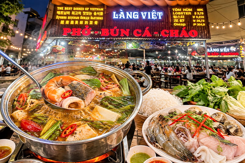 Quán Làng Biển Nha Trang, Lẩu Hải Sản & Ốc Tươi Ngay Khu Phố Tây